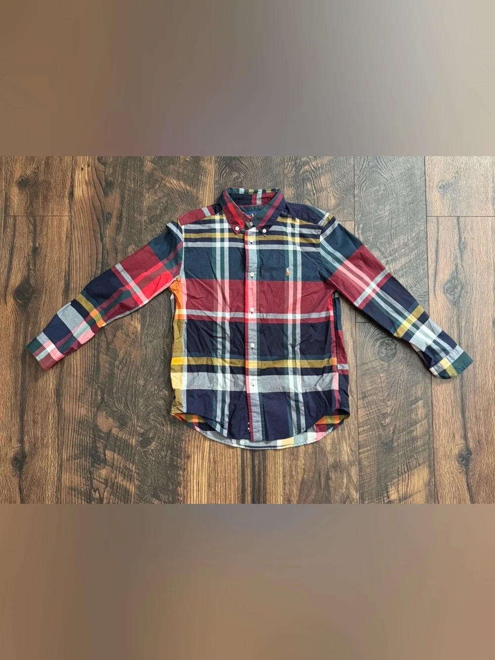 Ralph Lauren Boys Long Sleeve Button-Up Shirt, Plaid, Size 7 Kids